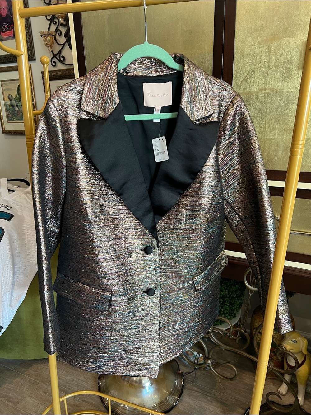 Hutch Metallic Iridescent Multicolor Blazer Jacket